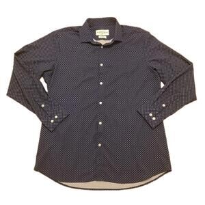Mizzen + Main Long Sleeve Collared Button Up Trim Fit Men XXL Navy Geometric